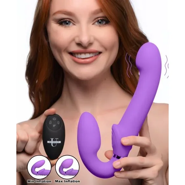 10x Remote Control Ergo-fit G-pulse Inflatable And Vibrating Strapless Strap-on – Purple