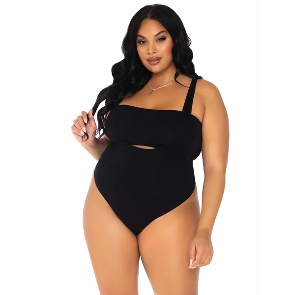 2 Pc Bandeau and Suspender Bodysuit - 1x/2x - Black