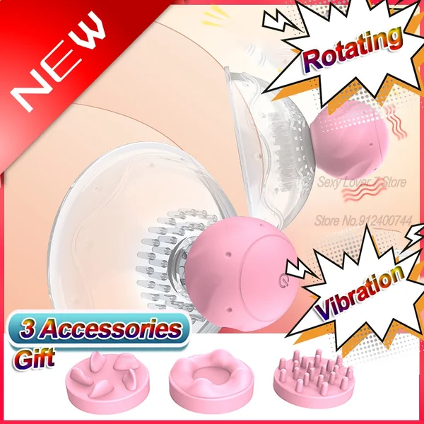 3 Accessories Rotating Stimulation Nipple Vibrator Female Masturbation Breast Enlargement Licking Bra Massager Sex Toy For Women