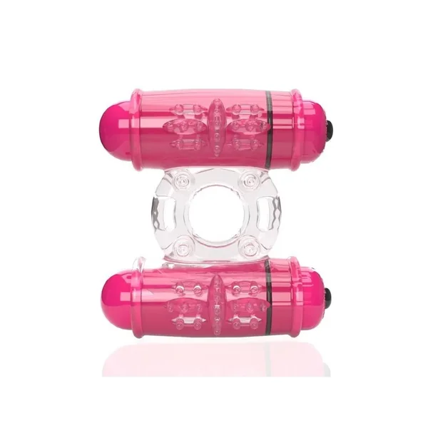 4B Double Wammy Silicone Dual Vibrating Couples Cock Ring – Strawberry