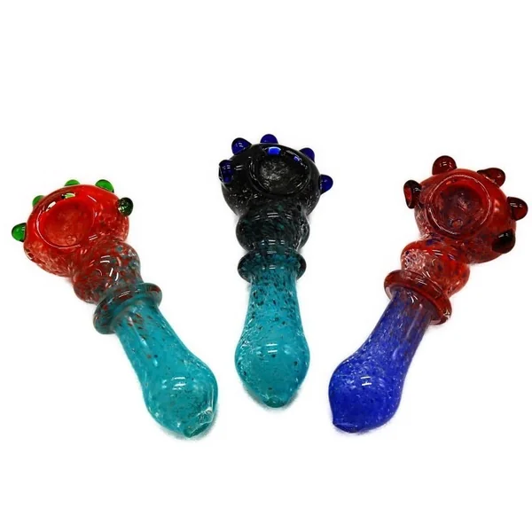 5323 4.5″ Frit Hand Pipe With 5 Marbles on Crown