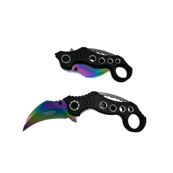 5.5″ Karambit Black Handle Rainbow Blade Knife