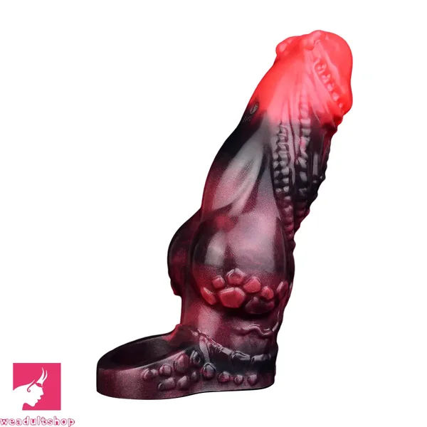 5.98in Silicone Dog Cock Hollow Sleeve Knot Dildo With Cock Ring For Clit