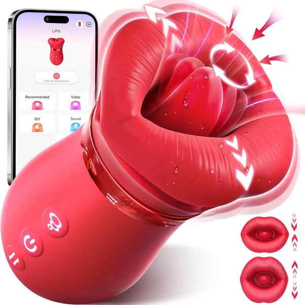 5IN1 Mouth Rose Sucking Vibrator Rose Sex Toy, 10 Tongue Licking, New APP
