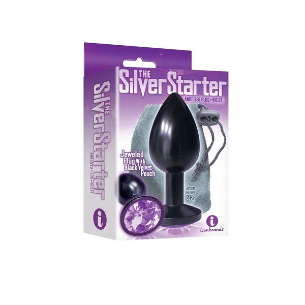 9’S SILVER STARTER ANODIZED BEJEWELED STEEL PLUG VIOLET