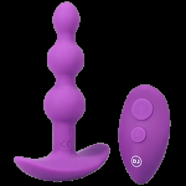 A - Play Beaded Rechargeable Vibrating Silicone Anal Plug with Remote