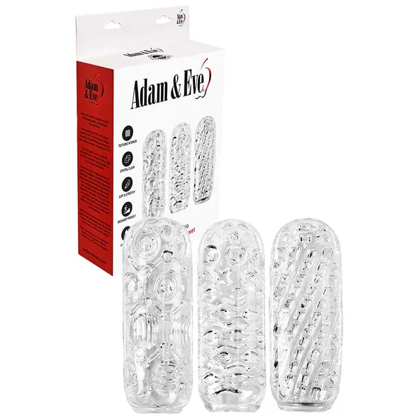 Adam & Eve ADAMS CRYSTAL TRIO – Clear Strokers – 3 Pack