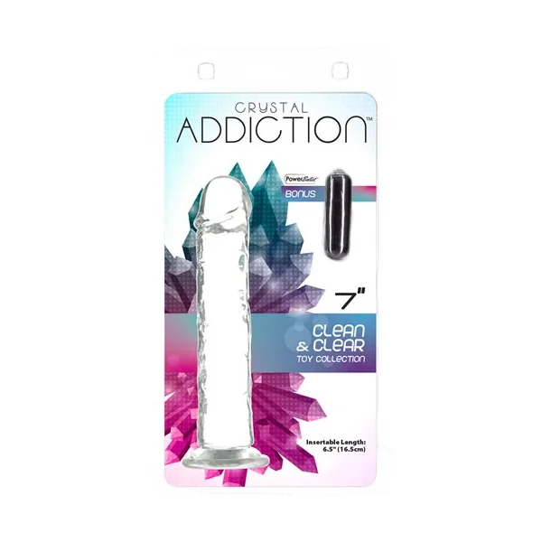 ADDICTION CRYSTAL 7 VERTICAL DONG CLEAR TPE W/ BULLET “