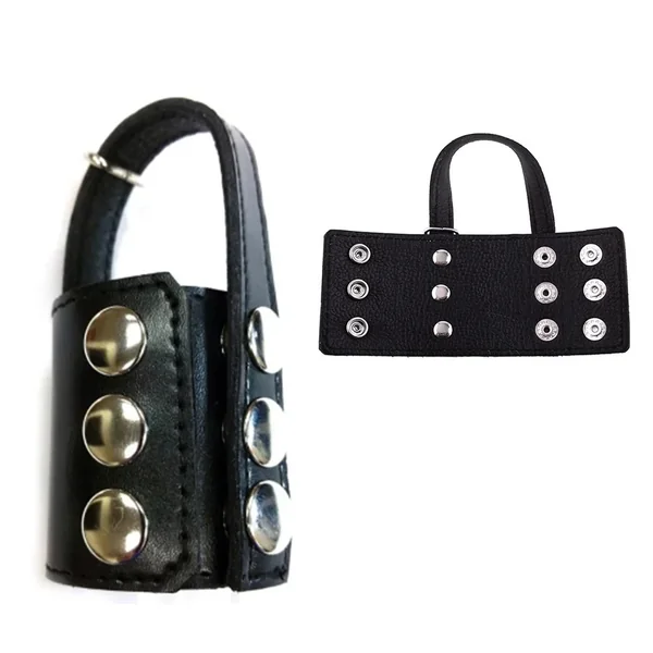 Adjustable Ball Stretcher Leather Cockstrap Black Medium Rouge Garments