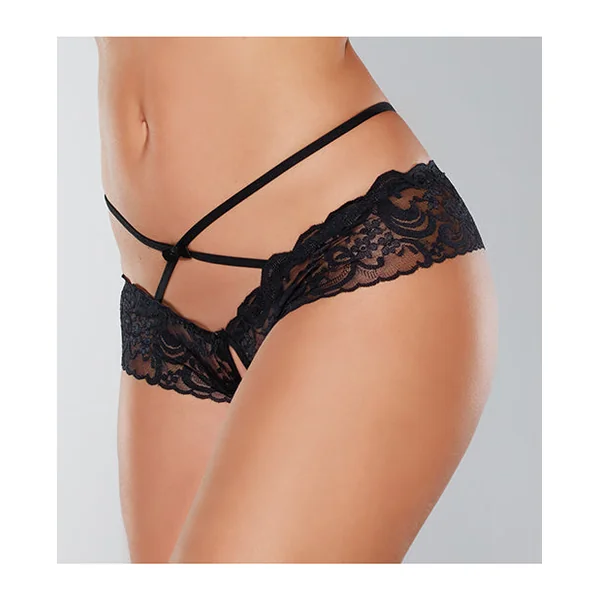 Adore Dare Me Cross Waist Open Lace Panty Black O-s