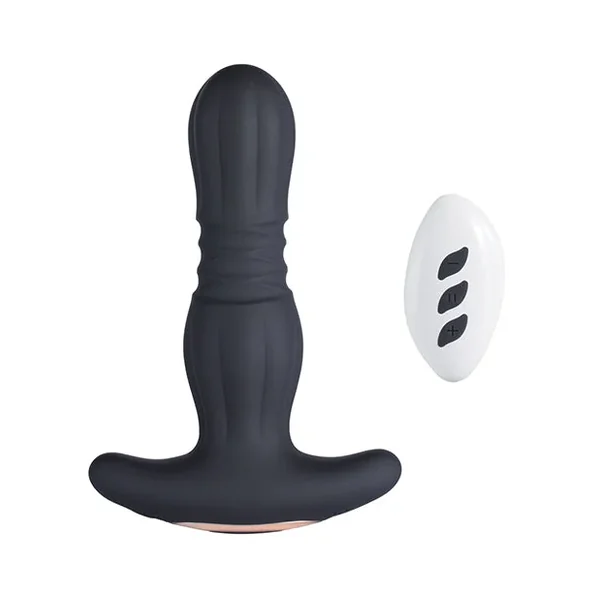Agas Thrusting Butt Plug W/ Remote Control – Black
