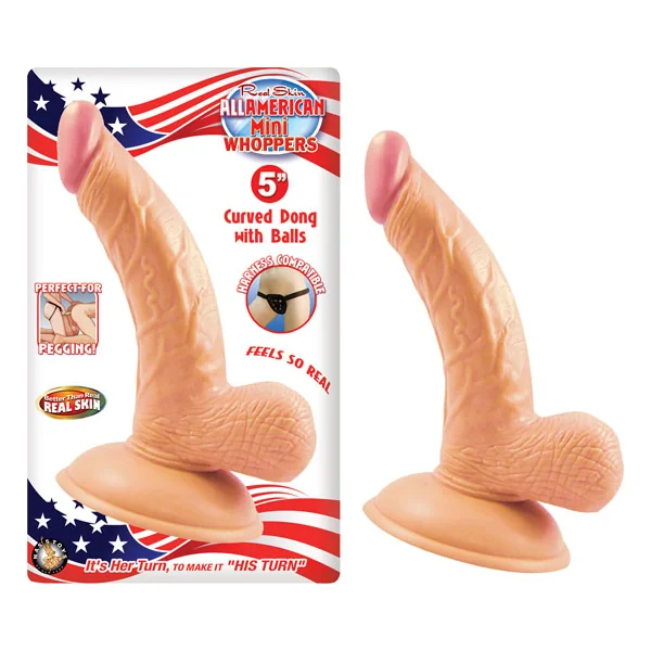 ALL AMERICAN MINI WHOPPERS 5IN CURVED DONG W/BALLS FLES