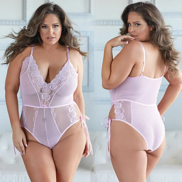 Allure Lingerie Diva Collection Belle Teddy - Pink 1X/2X