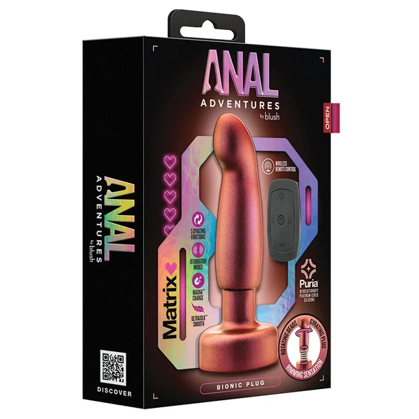 Anal Adventures Matrix Bionic Plug: Prostate Massager With Gyrating Shaft & Rotating Rimmer in Cosmic Copper Made from Pure Puria Silicone & IPX7 Waterproof