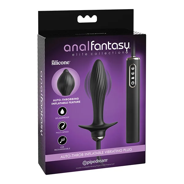 Anal Fantasy Elite Collection Auto Throb Inflatable Vibrating Plug - Black