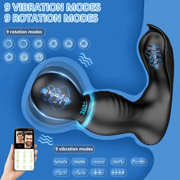 APP Controlled Prostate Massgaer - 360° Rotation Clamp Vibrating Butt Plug Panty Vibrator