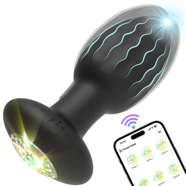 App Controlled Silicone Butt Plug with Light Up Feature and Electric Vibration