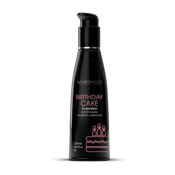 Aqua Birthday Cake Flavored Water Based Intimate Lubricant 4 Fl. Oz.