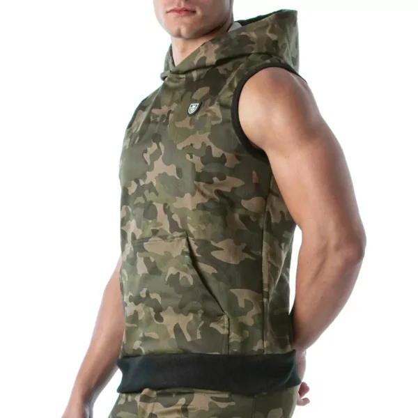 Army Sleeveless Hoodie – Size : L