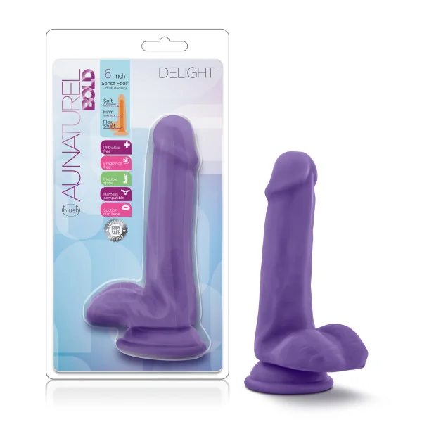 AU NATUREL BOLD DELIGHT 6 IN DILDO PURPLE