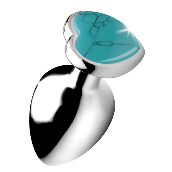 Authentic Turquoise Gemstone Heart Anal Plug – Large