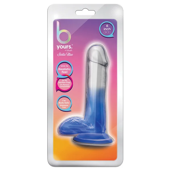 B Yours Stella Blue Realistic Blue 6.25-Inch Long Dildo With Balls & Suction Cup Base