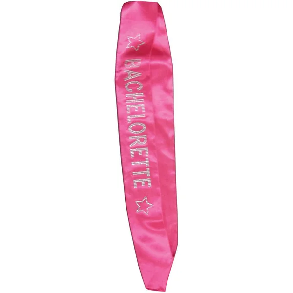 Bachelorette Sash W-crystals - Hot Pink