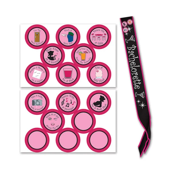 Bachelorette Sash W-stick On Badges