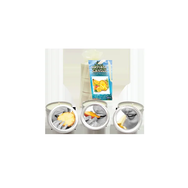 BAG CANDLE TROPICAL TRIO MANGO MARGARITA/ BANANA DAIQUIRI/ PINEAPPLE BREEZE 2 OZ