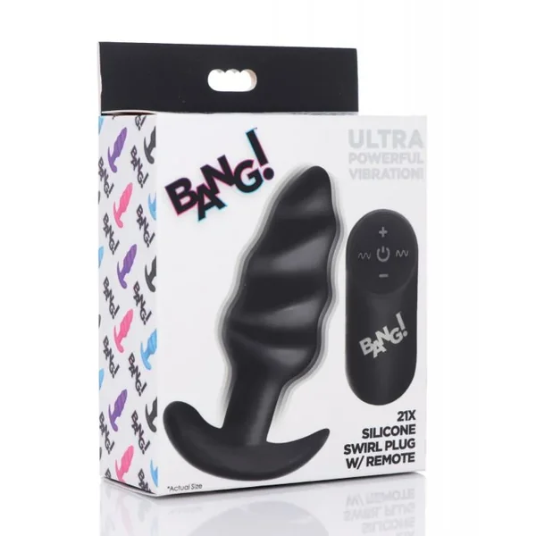 Bang! 21X Vibrating Butt Plug w/Remote Control – Black