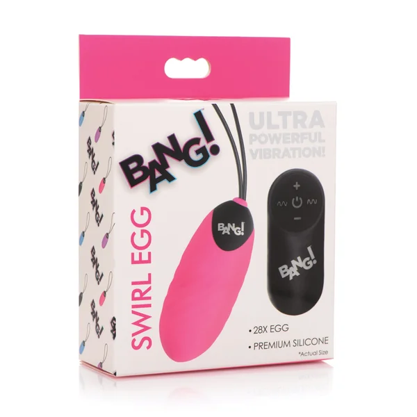 Bang! 28X Swirl Silicone Egg w/Remote Control - Pink