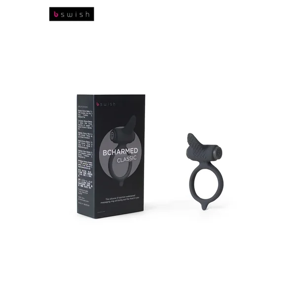 BCharmed Basics Classic Silicone Vibrating C-Ring – Black