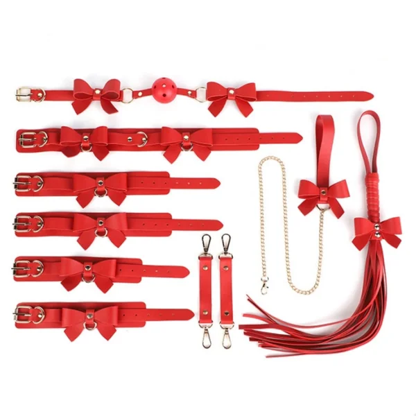 BDSM Bowknot PU Leather Bondage Kits Accessories