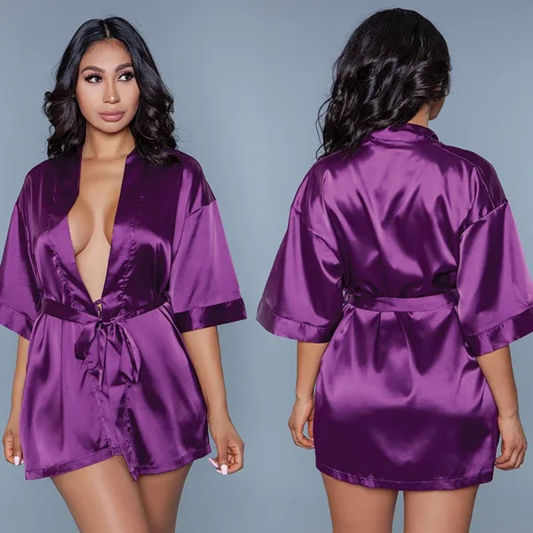 BeWicked Satin Robe-Purple 2X