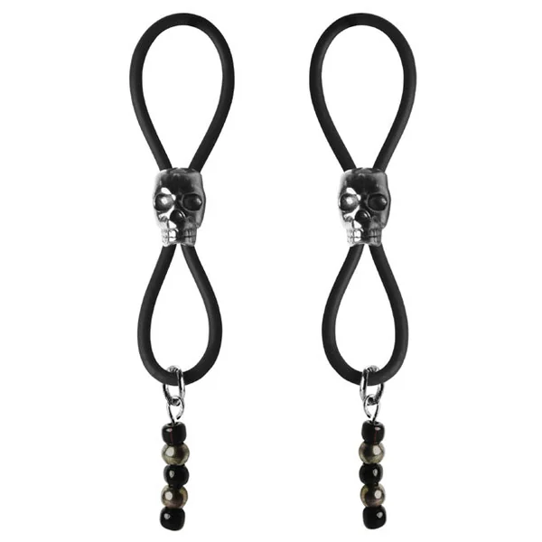 Bijoux De Nip Nipple Halos Black Skull Slider - Black-silver