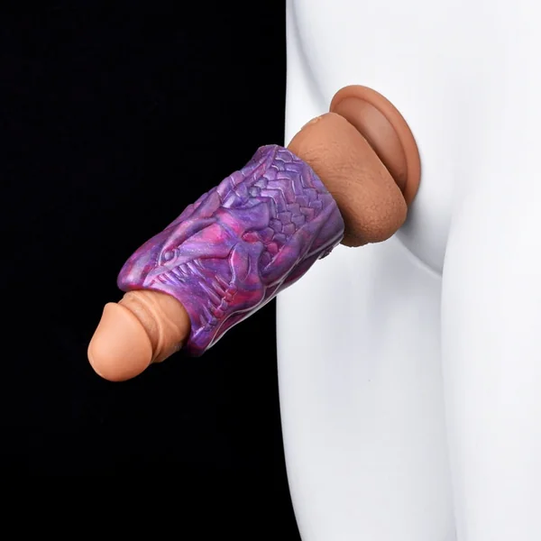 Biomorphic Dragon-Maw Purple Silicone Penis Sleeve – Precision Fit Male Sex Toys to Delay Climax