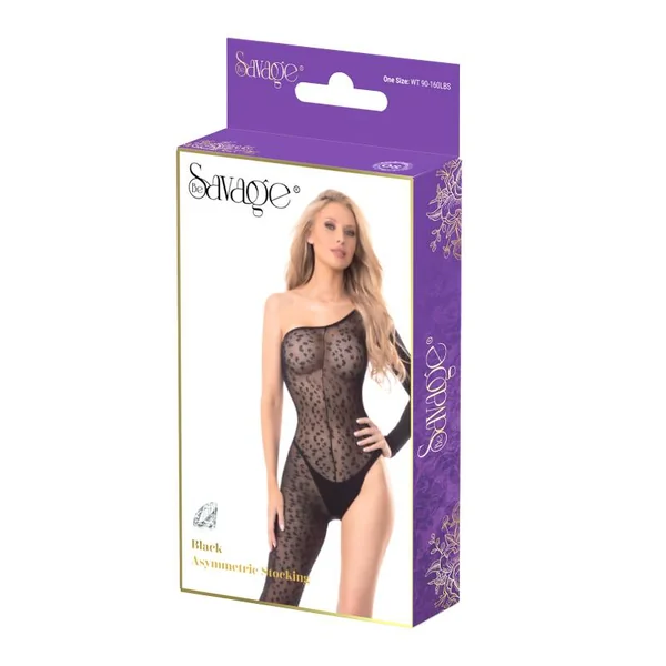 BLACK ASYMMETRIC STOCKING BLACK