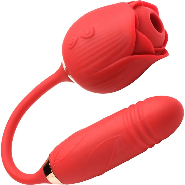 Bloomgasm Romping Rose 10X Silicone Suction Rose & Thrusting Vibrator