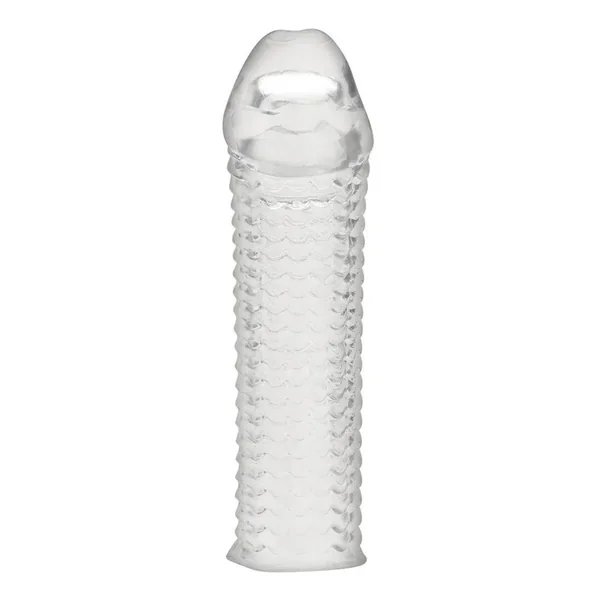 Blue Line Clear Textured Penis Enhancing Sleeve Extension 6.5in – Clear