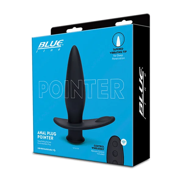 Blue Line Vibrating Anal Plug Pointer W-remote - Black