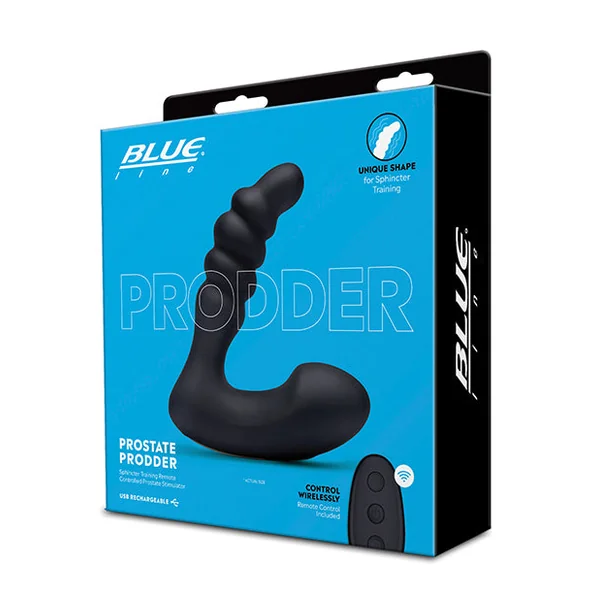 Blue Line Vibrating Prostate Prodder W-remote - Black