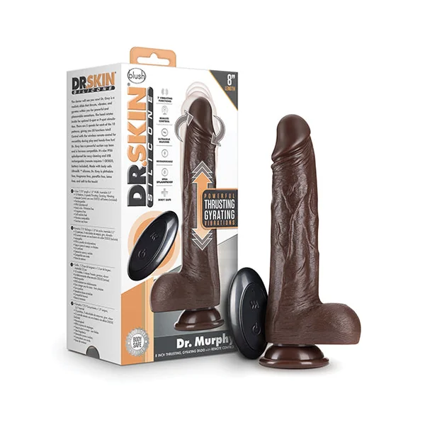 Blush Dr. Skin Silicone Dr. Murphy 8" Thrusting Dildo - Chocolate