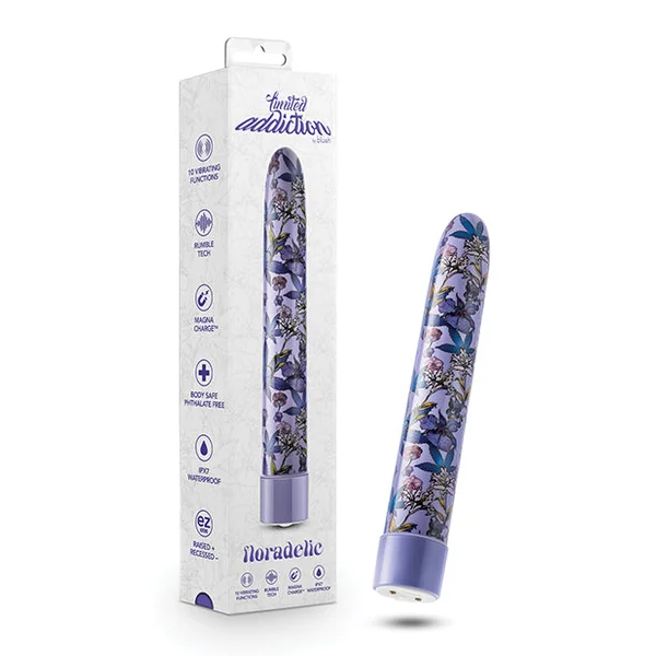 Blush Limited Addiction Floradelic 7" Rechargeable Vibe - Purple