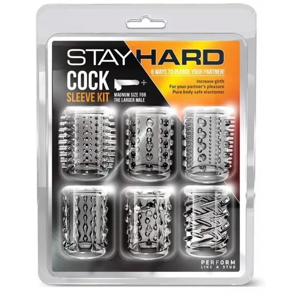 Blush Stay Hard Cock Sleeve Kit – Clear Box of 6