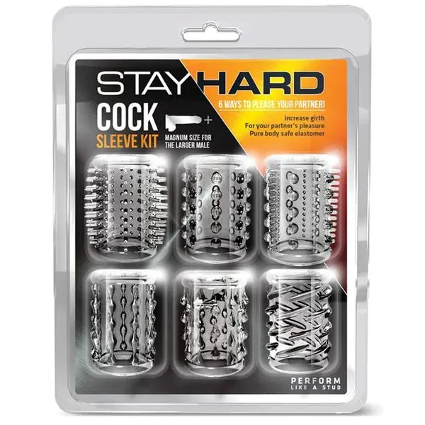 Blush Stay Hard Cock Sleeve Kit - Clear Box Of 6