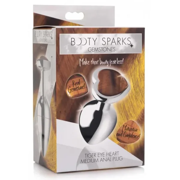 BOOTY SPARKS GEMSTONES Tiger Eye Heart Medium Anal Plug