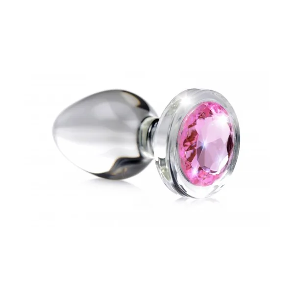 BOOTY SPARKS PINK GEM GLASS ANAL PLUG MEDIUM
