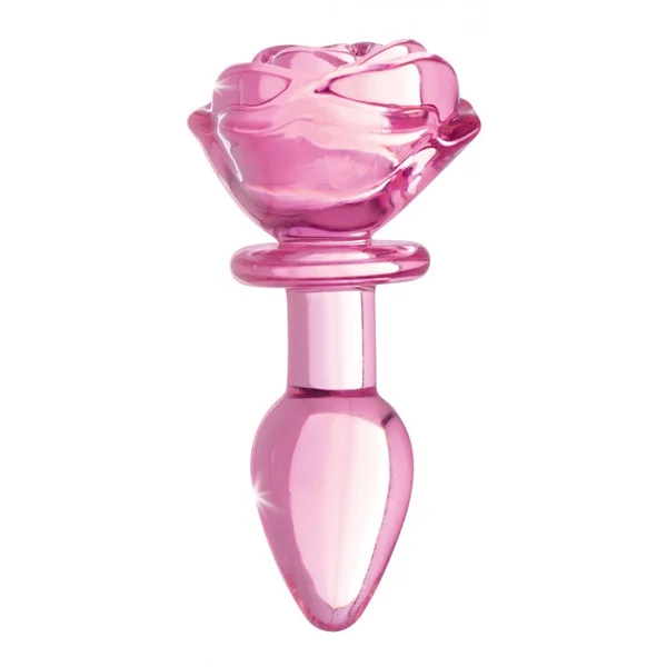 BOOTY SPARKS PINK ROSE GLASS SMALL ANAL PLUG