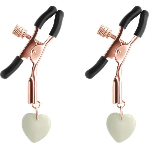 Bound Adjustable G3 Glow In The Dark Nipple Clamps by NS Novelties - Rose Gold