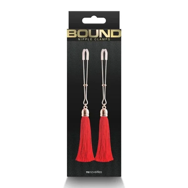 Bound “T1” Tassel Nipple Clams -Red